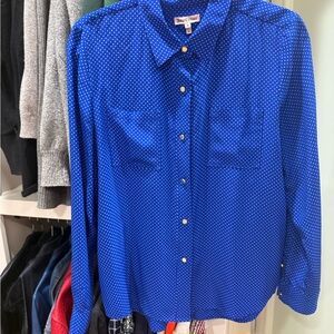 Blue Polka Dot Button-Up Shirt